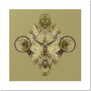 Deer in Sacred Geometry Ornament Posters and Art